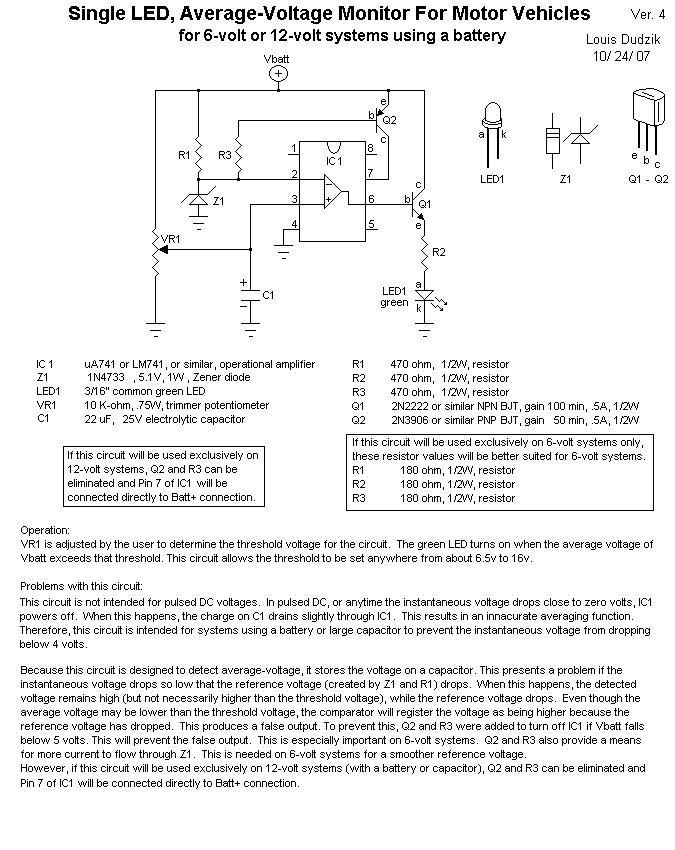 Schematic for 1 LED Voltage Monitor 